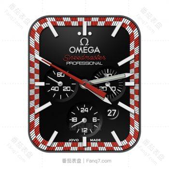 OMEGA欧米茄黑色机械表盘外红白测速仪圈.clock