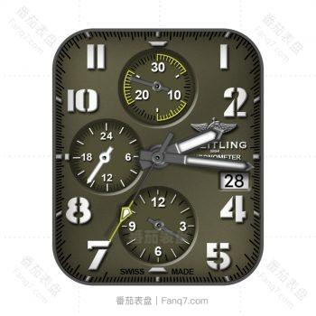 BERITLING百年灵木棕绿简约表盘.clock