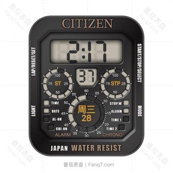 西铁城CITIZEN黑色复古表盘.clock