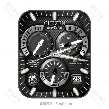 西铁城CITIZEN黑色表盘炫酷三盘.clock