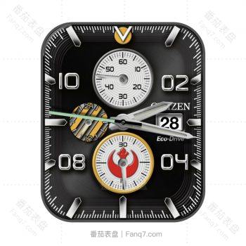 西铁城CITIZEN黑色表盘炫酷外测速圈.clock