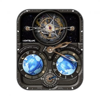 万宝龙Montblanc 黑色星空重力飞陀地球仪机械表盘.clock