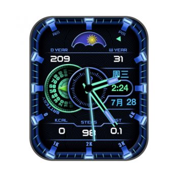 RLMade 38日月变化炫酷荧光蓝绿黑赛伯朋克赛博朋克风机械表盘.clock