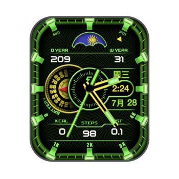 RLMade 38日月变化炫黑荧光绿赛伯朋克赛博朋克风风机械表盘.clock