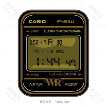 卡西欧CASIOG怀旧复古简约系列黑橙.clock