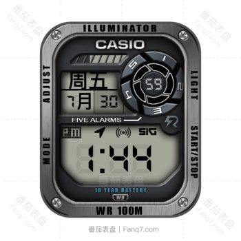 卡西欧CASIOG怀旧复古简约系列银灰表盘.clock