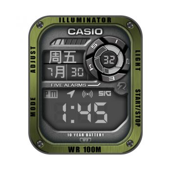 卡西欧CASIOG怀旧复古简约系列绿灰表盘.clock