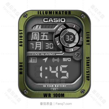 卡西欧CASIOG怀旧复古简约系列绿灰表盘.clock