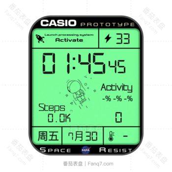 卡西欧CASIOG怀网红胖胖的太空人绿色表盘.clock