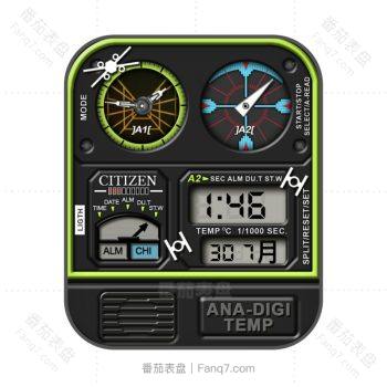 西铁城CITIZEN绿黑复古表盘.clock