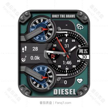 DIESEL Mr Daddy (rashid)拉希德 迪赛黑绿色炫酷机械表盘.clock