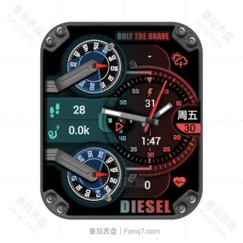 DIESEL Mr Daddy (rashid)拉希德 迪赛红绿色炫酷机械表盘.clock