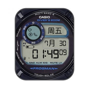 卡西欧CASIOG-Frogman复古蓝黑机械表盘.clock