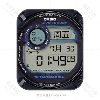 卡西欧CASIOG-Frogman复古蓝黑机械表盘.clock