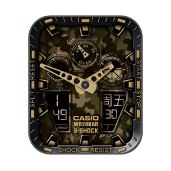 casio卡西欧G-SHOCK GA-100CF炫酷黄迷彩风机械表盘.clock