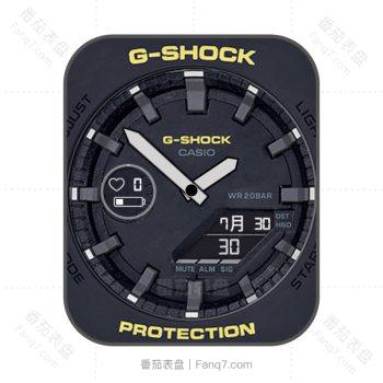 casio卡西欧G-SHOCK靛蓝色圆盘机械表盘.clock