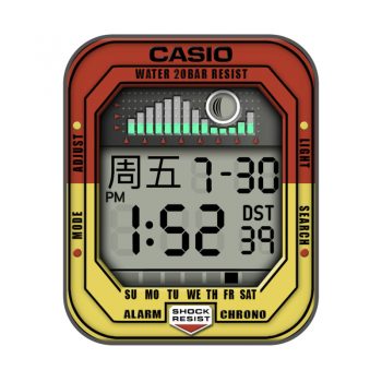 casio卡西欧G-SHOCK 复古风橙红边机械表盘.clock