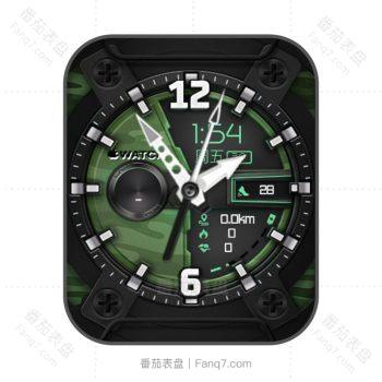iphone炫酷Green Round圆盘黑绿机械表盘.clock