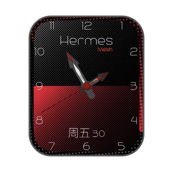HERMES爱马仕简约蜂窝黑红表盘.clock
