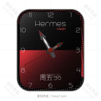 HERMES爱马仕简约蜂窝黑红表盘.clock
