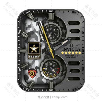 INVICTA US ARMY 32983英氟他灰色美军战队个性机械表盘.clock