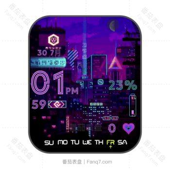 Neon Way城市夜景霓虹烂漫街头动态表盘.clcok