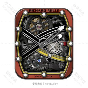 理查德米尔RICHARD MILLE炫酷机械表盘橙黑.clock