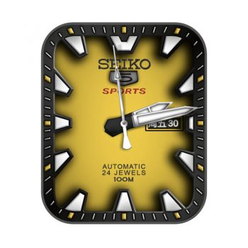 SEIKO简约黑色外圈黄色日历表盘.clock