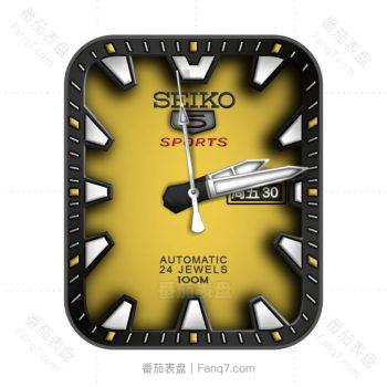 SEIKO简约黑色外圈黄色日历表盘.clock