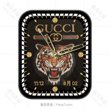 古驰gucci黑金属布面凶猛虎老虎tiger表盘.clock