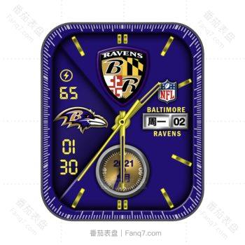 Baltimore Ravens 巴尔的摩乌鸦限量款足球队蓝色表盘.clock