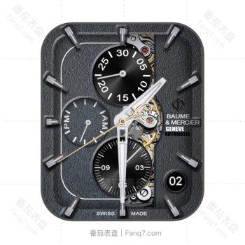 Baume & mercier 灰色水泥印花机械动态表盘.clock