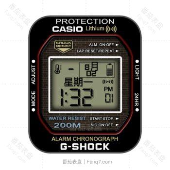 卡西欧CASIOG怀旧复古简约系列黑色表盘.clock