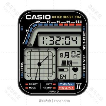 卡西欧CASIOG怀旧复古简约系列黑蓝表盘.clock