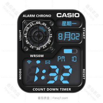 卡西欧CASIOG怀旧复古简约系列黑蓝色表盘.clock
