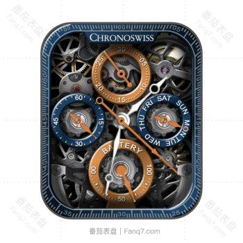 瑞宝CHRONOSWISS黑橙蓝动态炫酷表盘.clock