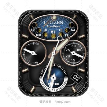 西铁城CITIZEN黑色经纬球表盘炫酷外测速圈.clock