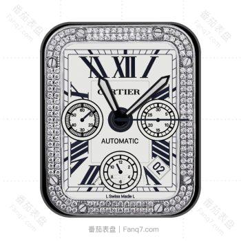 卡地亚Cartier-SANTOS DE CARTIER系列白金色镶钻表盘.clock