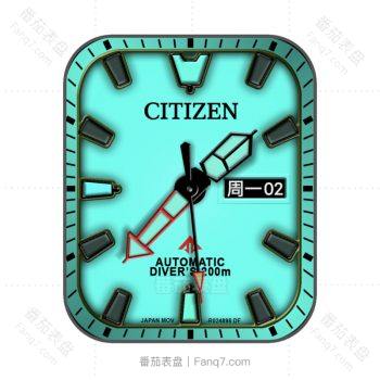 西铁城CITIZEN荧光蓝极简表盘.clock