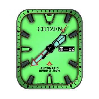 西铁城CITIZEN荧光绿表盘.clock