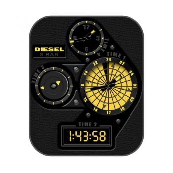 DIESEL迪赛炫酷黑黄复古卡西欧机械表盘.clock