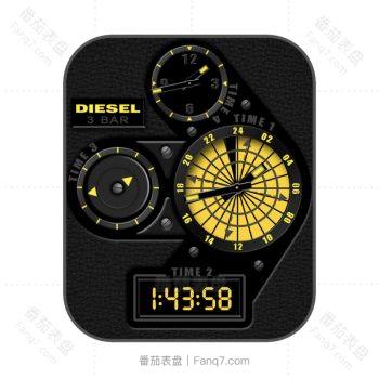 DIESEL迪赛炫酷黑黄复古卡西欧机械表盘.clock