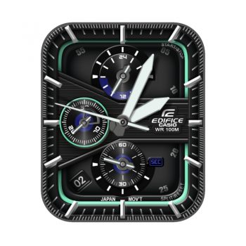 Edifice Casio wr100m卡西欧炫酷黑荧光绿外测速仪机械表盘.clock