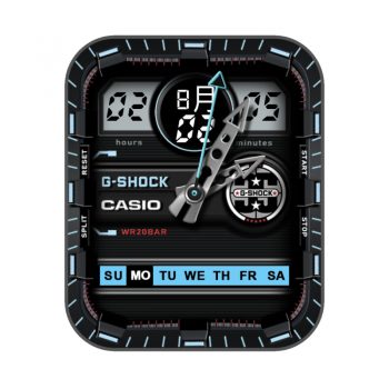 卡西欧CASIOG怀旧复古简约系列黑蓝色表盘.clock