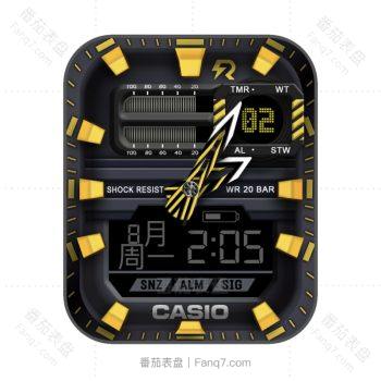 卡西欧CASIOG怀旧复古简约系列黑金机械表盘.clock