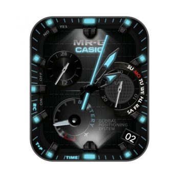 卡西欧CASIOG炫酷经纬球黑蓝机械表盘.clock