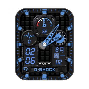 卡西欧CASIOG炫酷黑蓝方块机械表盘.clock