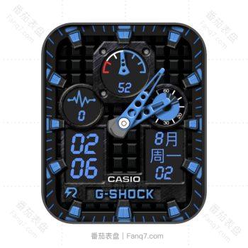 卡西欧CASIOG炫酷黑蓝方块机械表盘.clock