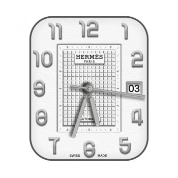 Hermes爱马仕珍珠白方块罗马数字高级表盘.clock