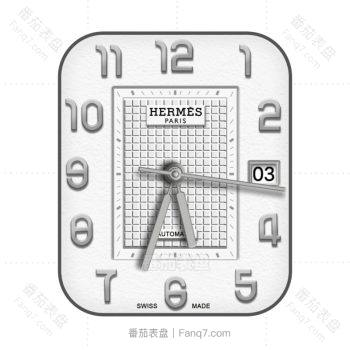 Hermes爱马仕珍珠白方块罗马数字高级表盘.clock